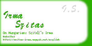 irma szitas business card